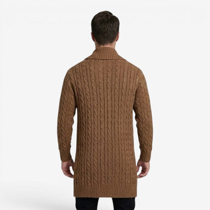 Men's Jacquard Knit Cardigan Lapel Collar Winter Layering Stylish Casual