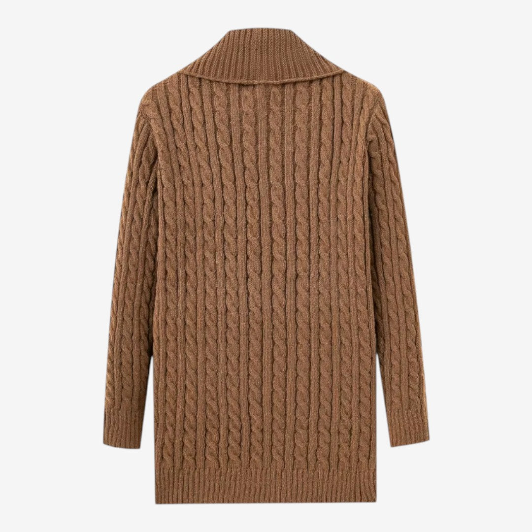Men's Jacquard Knit Cardigan Lapel Collar Winter Layering Stylish Casual
