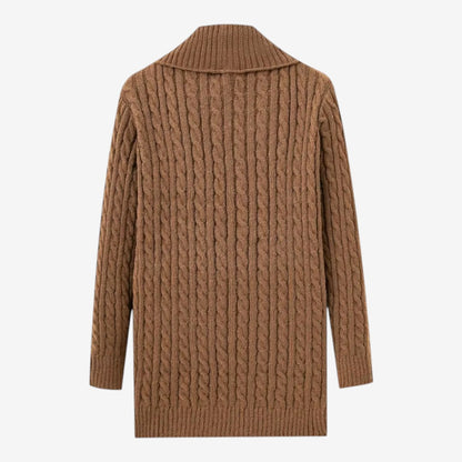 Men's Jacquard Knit Cardigan Lapel Collar Winter Layering Stylish Casual