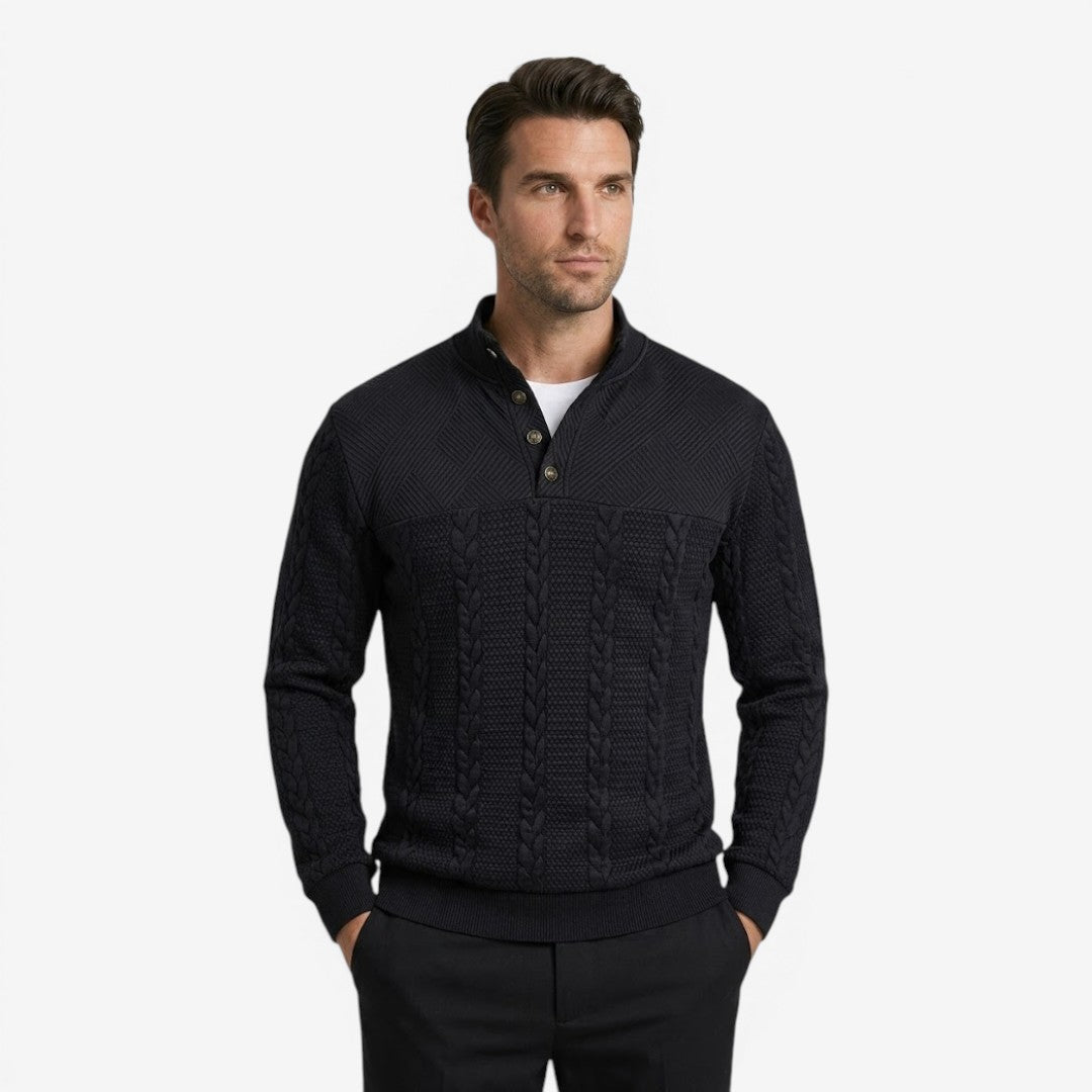 Men's Jacquard Knit Jumper Relaxed Fit Long Sleeve Casual Everyday Wear