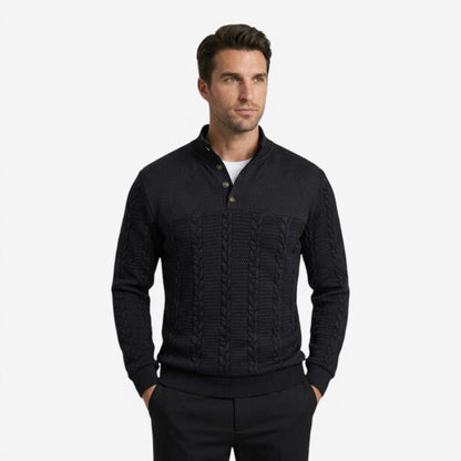 Men's Jacquard Knit Jumper Relaxed Fit Long Sleeve Casual Everyday Wear