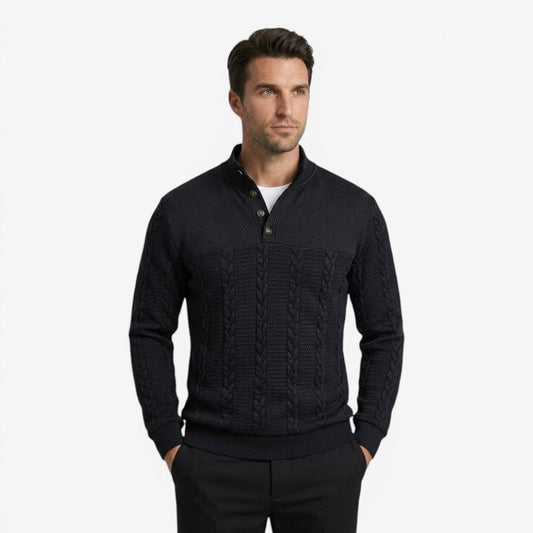 Men's Jacquard Knit Jumper Relaxed Fit Long Sleeve Casual Everyday Wear