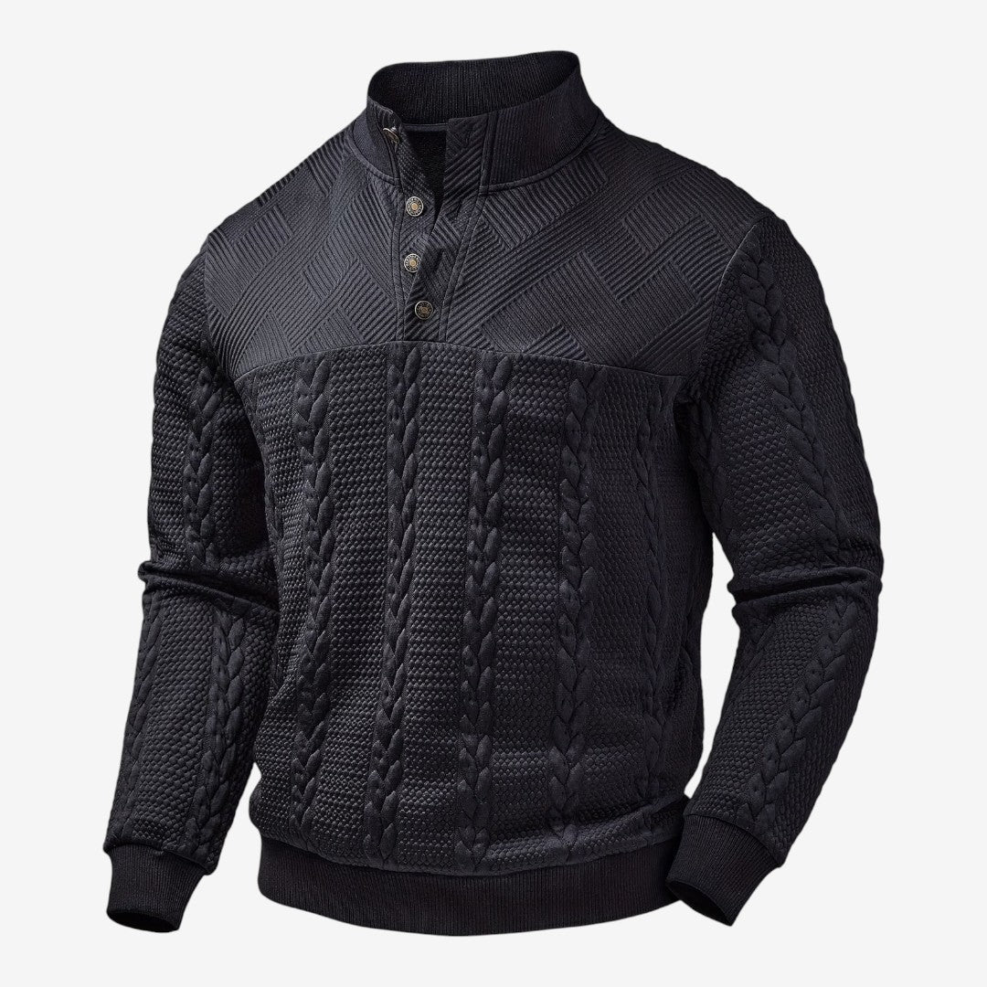 Men's Jacquard Knit Jumper Relaxed Fit Long Sleeve Casual Everyday Wear