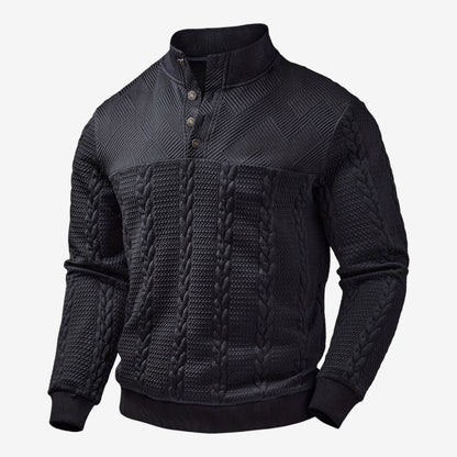Men's Jacquard Knit Jumper Relaxed Fit Long Sleeve Casual Everyday Wear