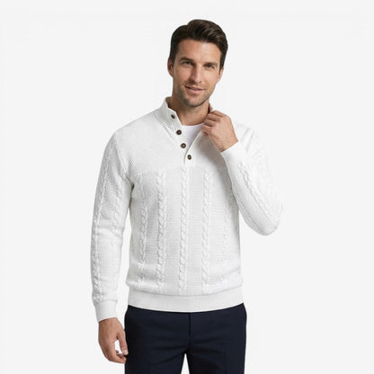 Men's Jacquard Knit Jumper Relaxed Fit Long Sleeve Casual Everyday Wear