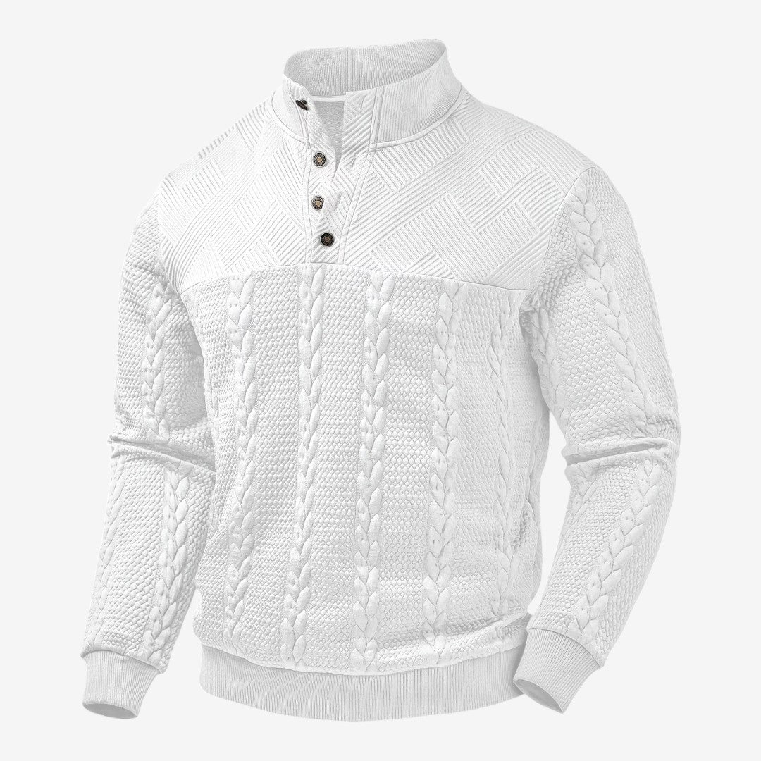 Men's Jacquard Knit Jumper Relaxed Fit Long Sleeve Casual Everyday Wear