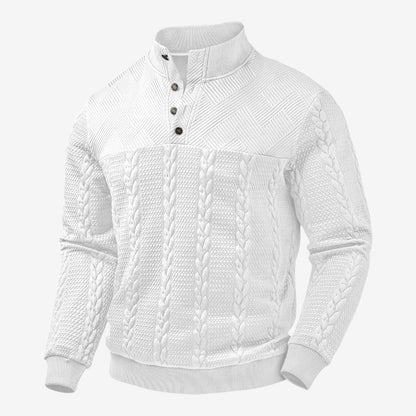 Men's Jacquard Knit Jumper Relaxed Fit Long Sleeve Casual Everyday Wear