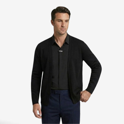 Men's Knit Cardigan Layered Smart Casual Style Long Sleeve Open Front