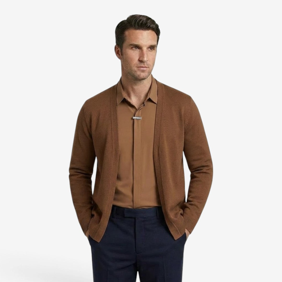 Men's Knit Cardigan Layered Smart Casual Style Long Sleeve Open Front