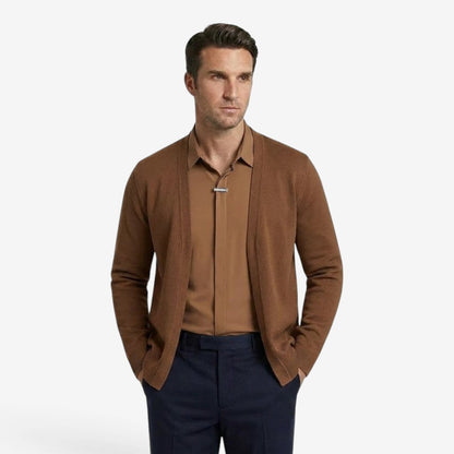 Men's Knit Cardigan Layered Smart Casual Style Long Sleeve Open Front