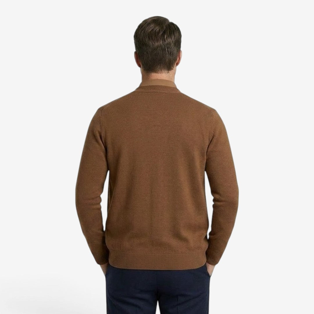 Men's Knit Cardigan Layered Smart Casual Style Long Sleeve Open Front