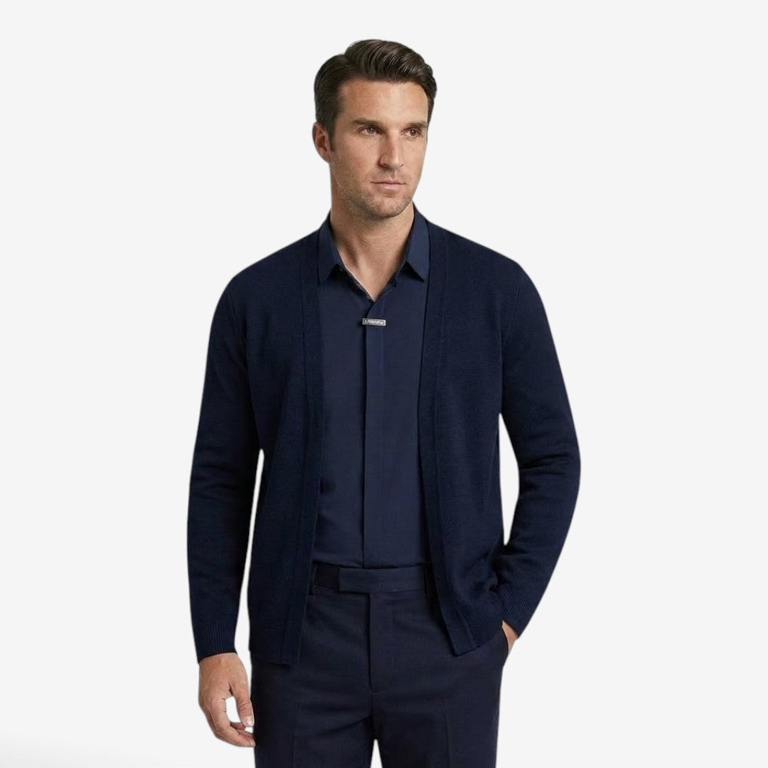Men's Knit Cardigan Layered Smart Casual Style Long Sleeve Open Front