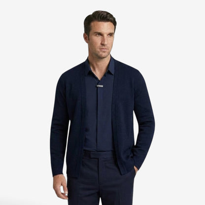 Men's Knit Cardigan Layered Smart Casual Style Long Sleeve Open Front