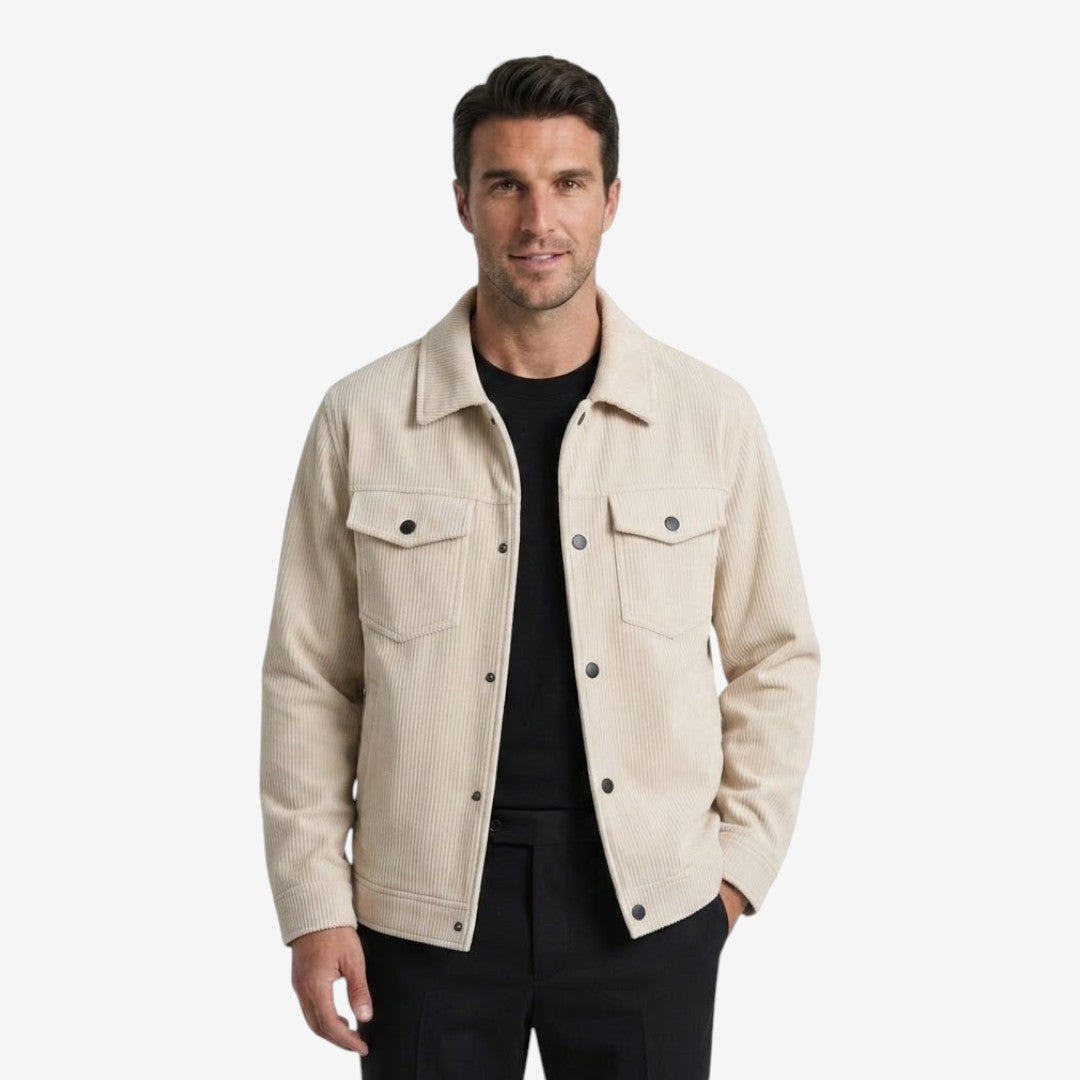 Men's Knit Corduroy Jacket Button Closure Pockets Casual Everyday