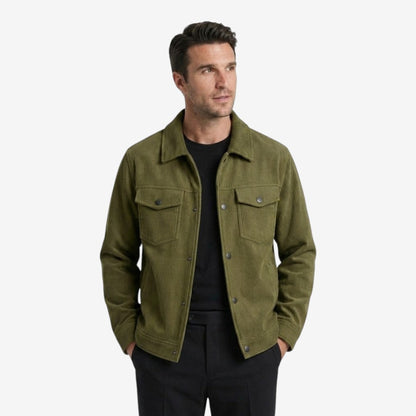 Men's Knit Corduroy Jacket Button Closure Pockets Casual Everyday