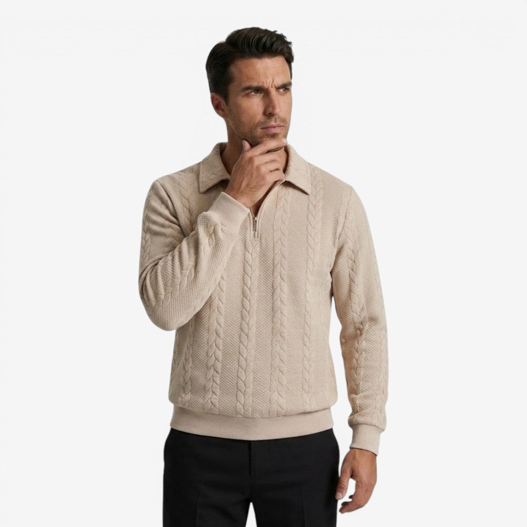 Men's Knit Quarter Zip Jumper Casual Warm Layering Everyday Wear