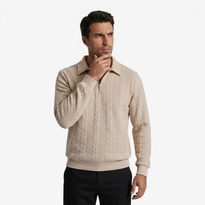 Men's Knit Quarter Zip Jumper Casual Warm Layering Everyday Wear