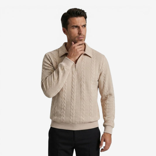 Men's Knit Quarter Zip Jumper Casual Warm Layering Everyday Wear