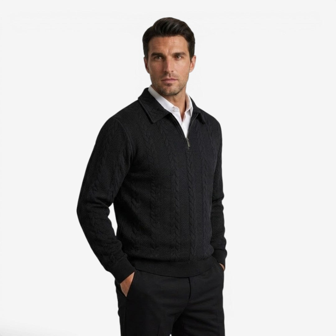 Men's Knit Quarter Zip Jumper Casual Warm Layering Everyday Wear