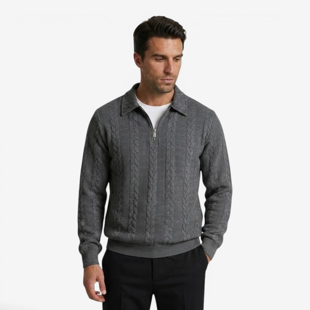 Men's Knit Quarter Zip Jumper Casual Warm Layering Everyday Wear