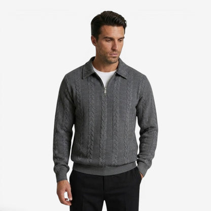 Men's Knit Quarter Zip Jumper Casual Warm Layering Everyday Wear