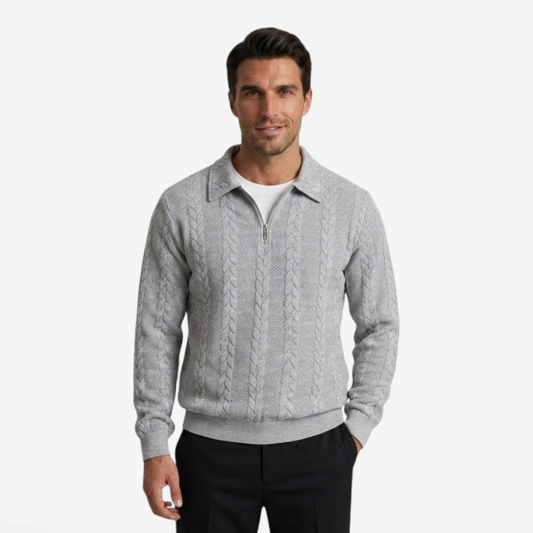 Men's Knit Quarter Zip Jumper Casual Warm Layering Everyday Wear