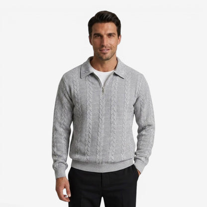 Men's Knit Quarter Zip Jumper Casual Warm Layering Everyday Wear