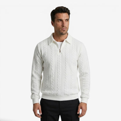 Men's Knit Quarter Zip Jumper Casual Warm Layering Everyday Wear