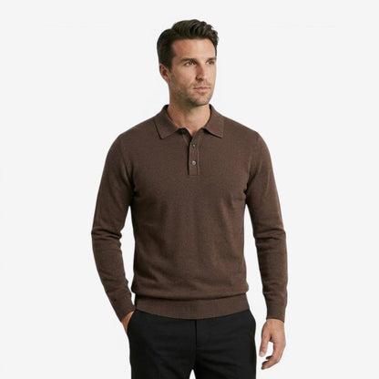 Men's Long Sleeve Polo Shirt Knit Casual Fit Collared Smart-Casual Wear