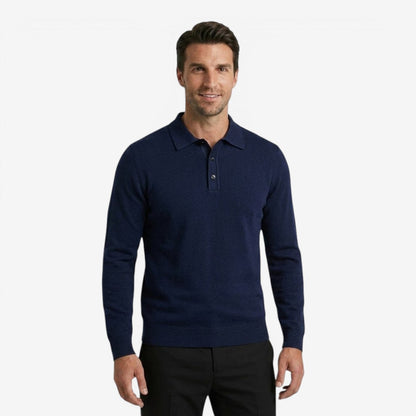 Men's Long Sleeve Polo Shirt Knit Casual Fit Collared Smart-Casual Wear