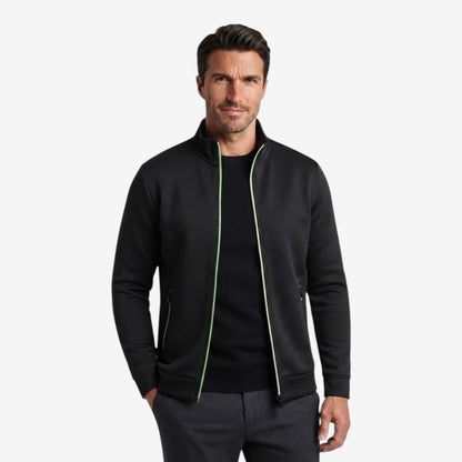 Men's Knit Zip Jacket High Neck Slim Fit with Zip Pockets Casual Wear