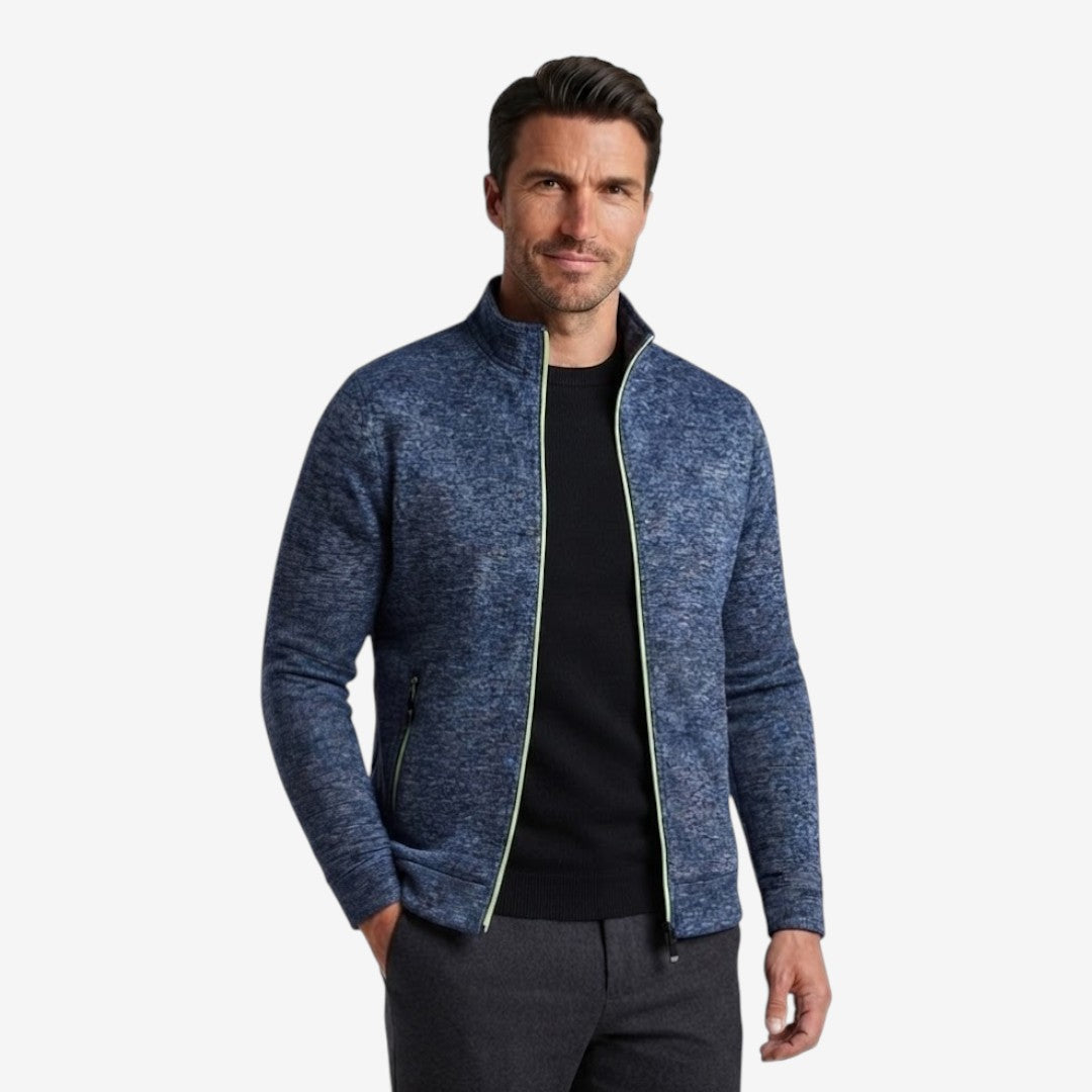 Men's Knit Zip Jacket High Neck Slim Fit with Zip Pockets Casual Wear