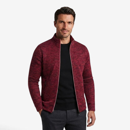 Men's Knit Zip Jacket High Neck Slim Fit with Zip Pockets Casual Wear
