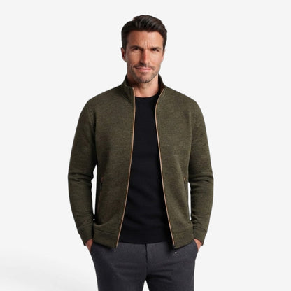 Men's Knit Zip Jacket High Neck Slim Fit with Zip Pockets Casual Wear