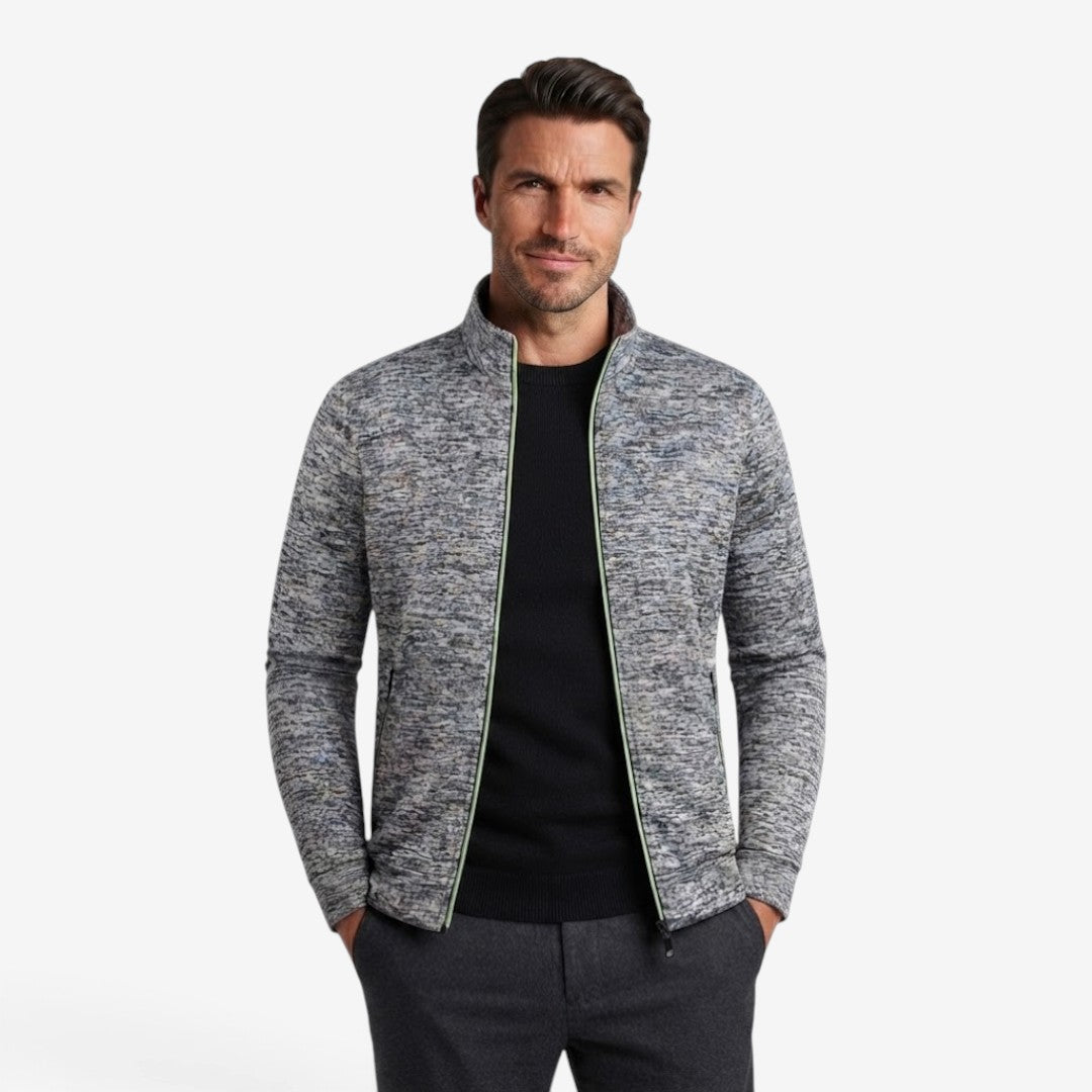 Men's Knit Zip Jacket High Neck Slim Fit with Zip Pockets Casual Wear