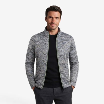 Men's Knit Zip Jacket High Neck Slim Fit with Zip Pockets Casual Wear