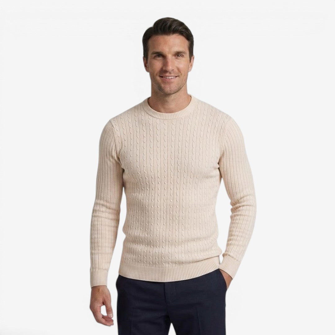 Men's Autumn Cable Knit Jumper Soft Casual Layering Comfortable Style