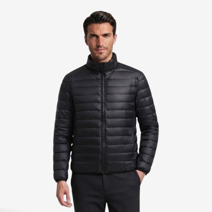 Men's Slim Fit Puffer Jacket Warm Zip-Up Casual Layering Outerwear
