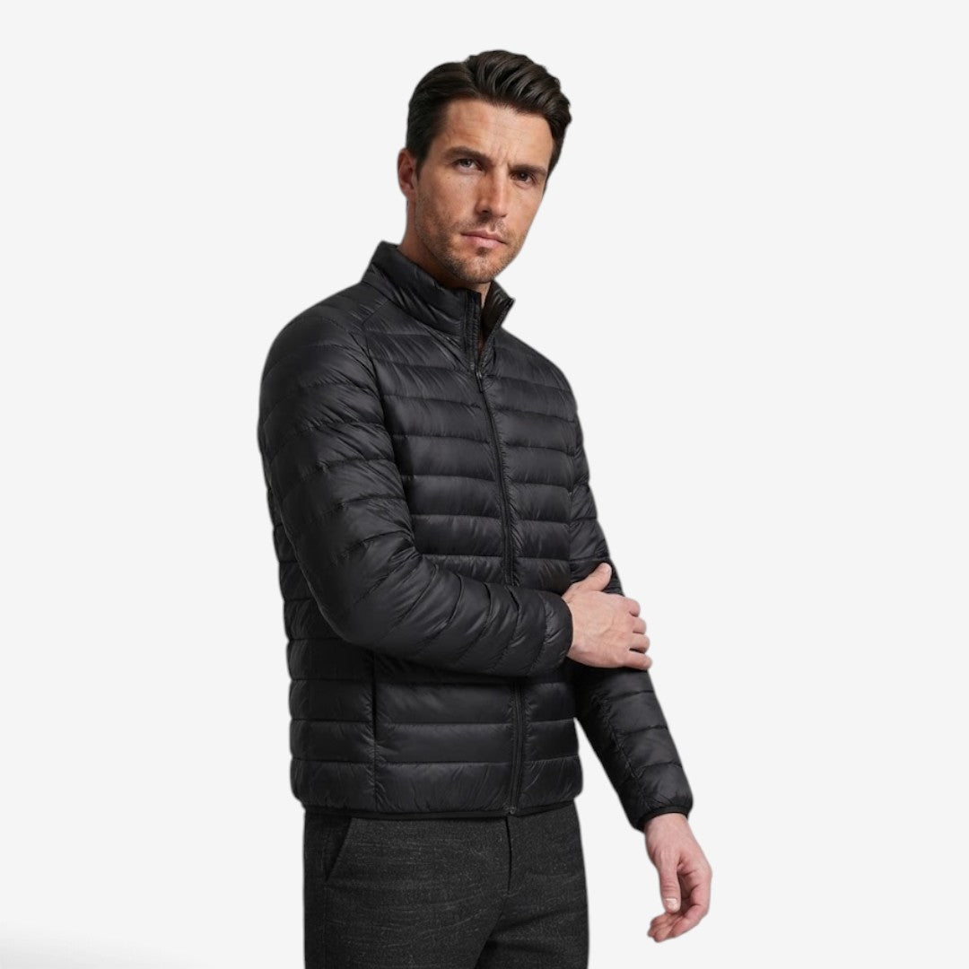 Men's Slim Fit Puffer Jacket Warm Zip-Up Casual Layering Outerwear