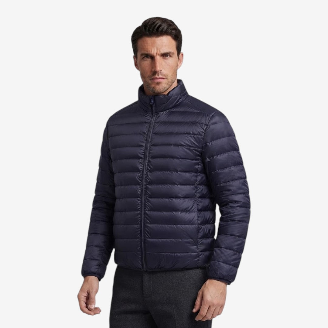 Men's Slim Fit Puffer Jacket Warm Zip-Up Casual Layering Outerwear