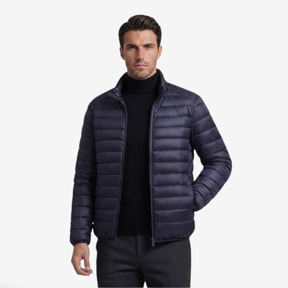 Men's Slim Fit Puffer Jacket Warm Zip-Up Casual Layering Outerwear