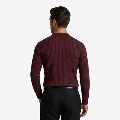Men's Long Sleeve Knit Polo Shirt Casual Fit Collared Everyday Wear