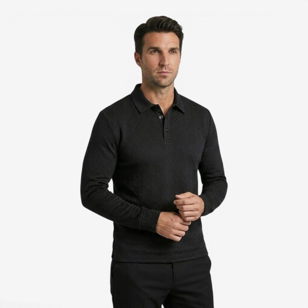 Men's Long Sleeve Polo Shirt Collared Casual Office Wear Stylish Everyday