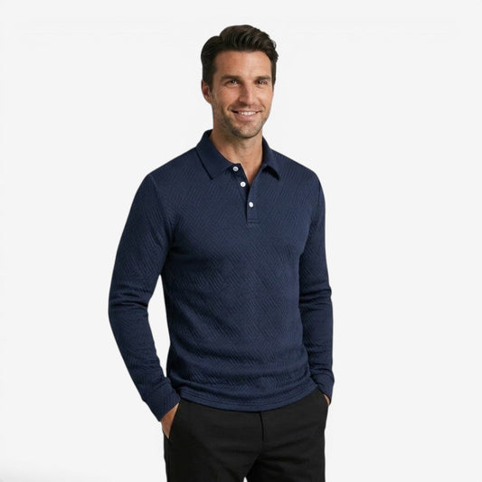 Men's Long Sleeve Polo Shirt Collared Casual Office Wear Stylish Everyday