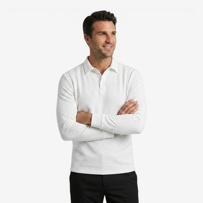 Men's Long Sleeve Polo Shirt Collared Casual Office Wear Stylish Everyday
