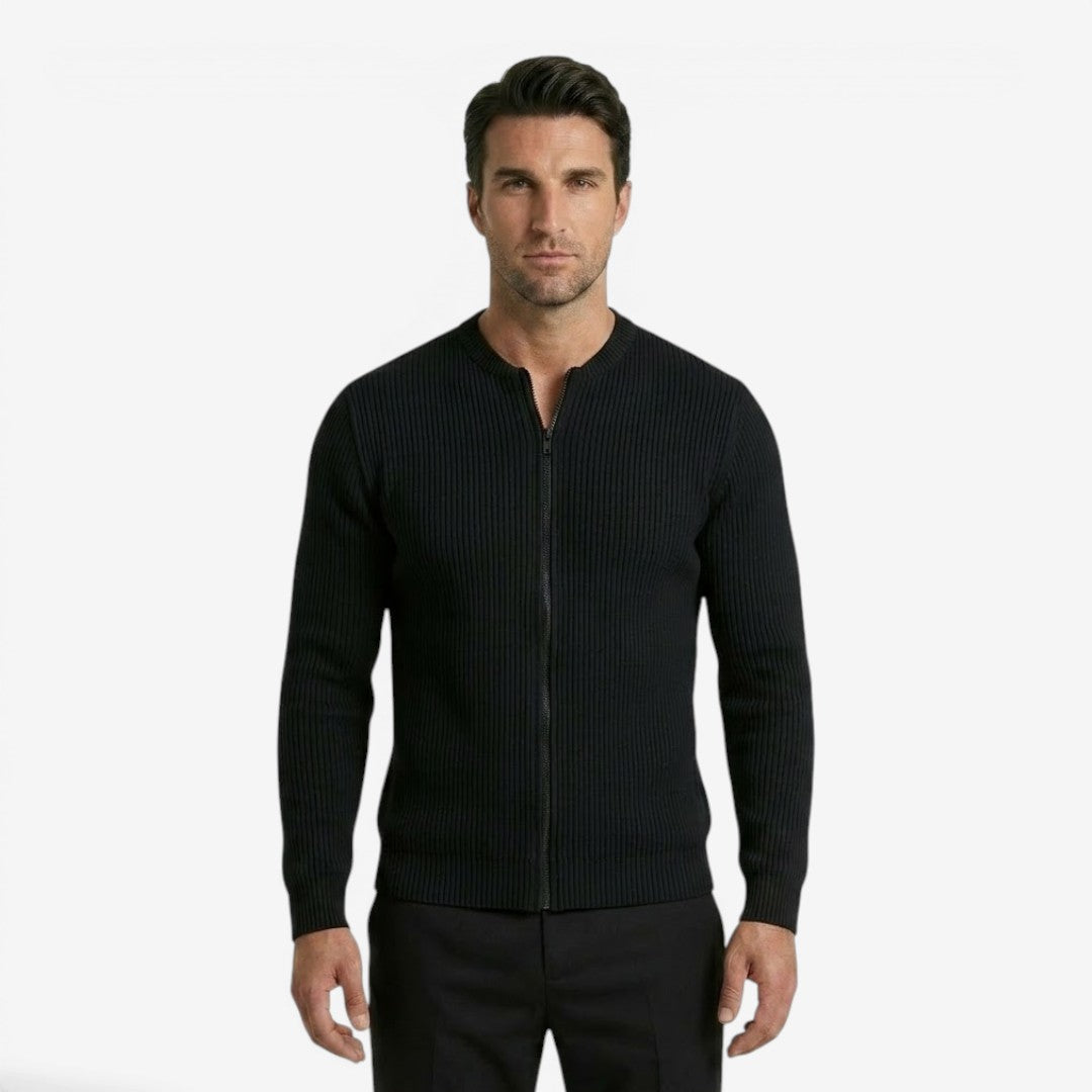 Men's Loose Fit Knit Cardigan Full Zip Closure Versatile Layering Casual Wear