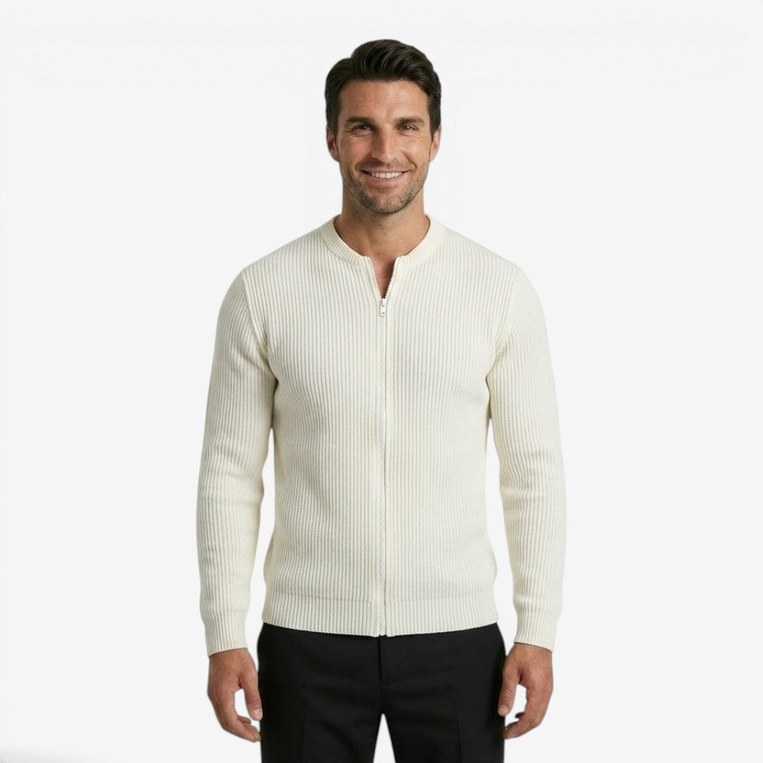 Men's Loose Fit Knit Cardigan Full Zip Closure Versatile Layering Casual Wear
