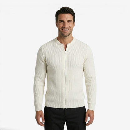 Men's Loose Fit Knit Cardigan Full Zip Closure Versatile Layering Casual Wear