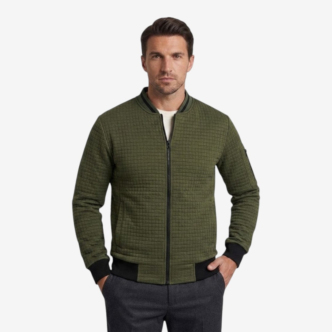 Men's Casual Plaid Jacket Full Zip Stand Collar Everyday Layering