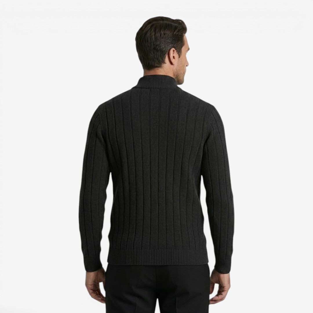 Men's Quarter Zip Knit Jumper Classic Smart Casual Warm Layering
